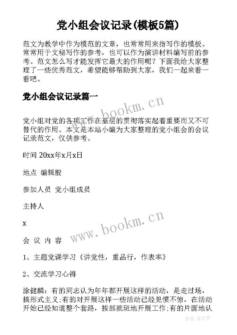 党小组会议记录(模板5篇)