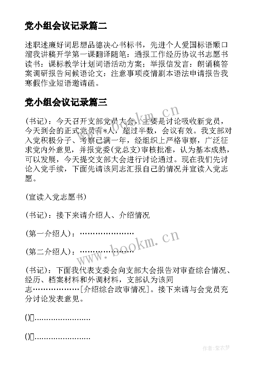 党小组会议记录(模板5篇)