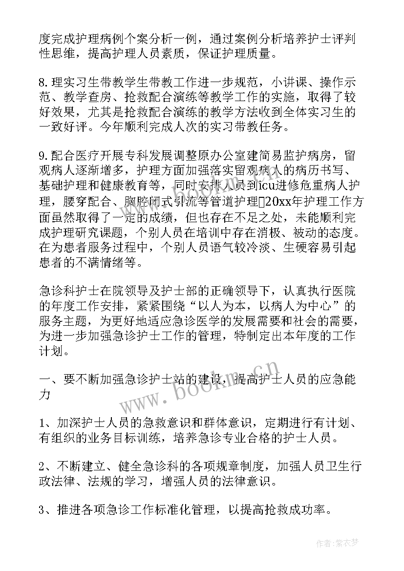 最新急诊年终工作总结及计划 荐急诊科护士年度工作计划(实用5篇)