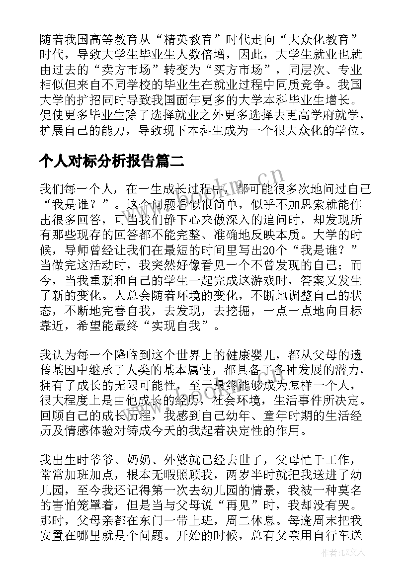 个人对标分析报告 个人分析报告(大全5篇)