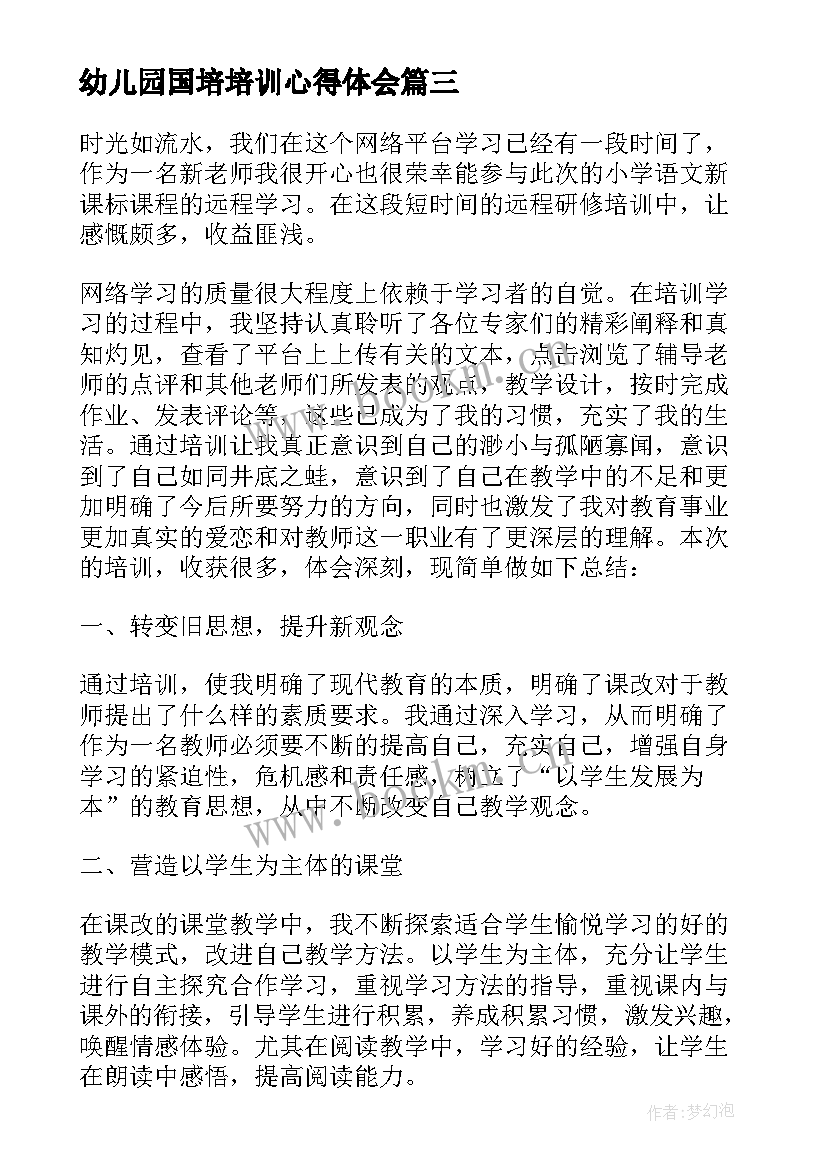 2023年幼儿园国培培训心得体会(通用8篇)