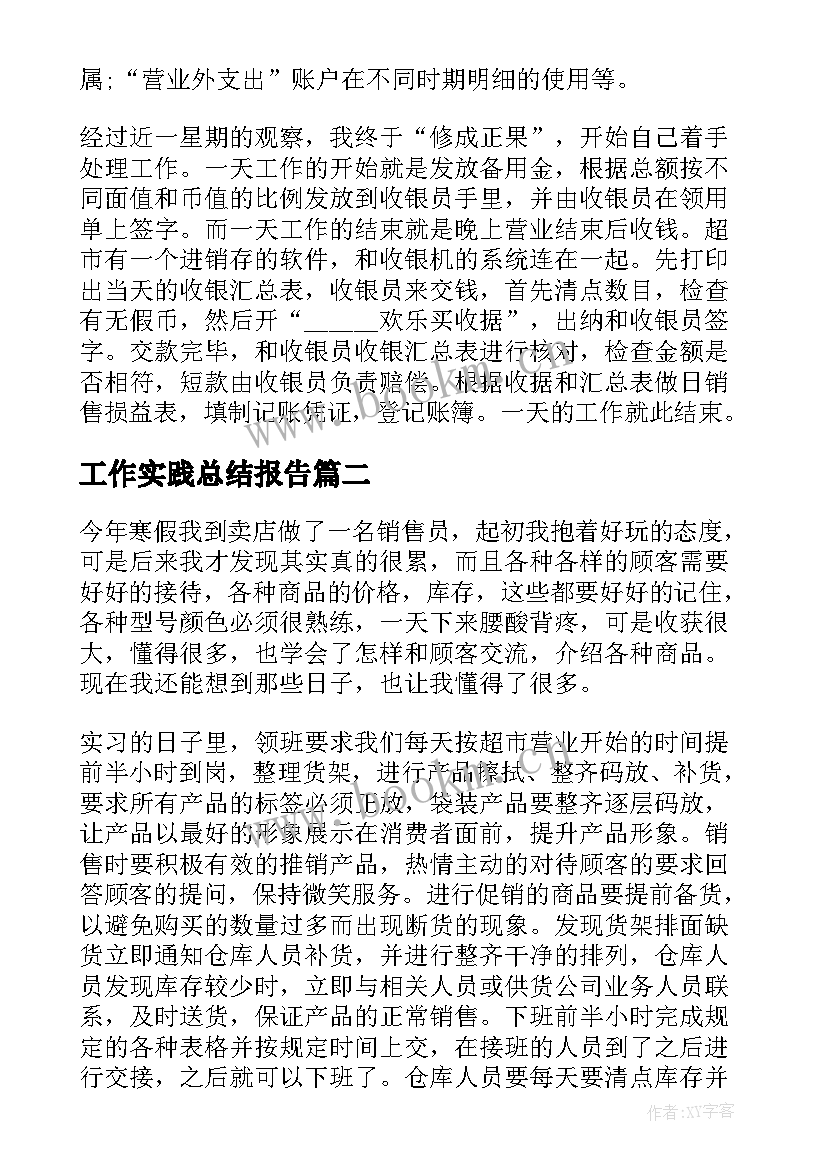 工作实践总结报告 工作实践报告(优质9篇)