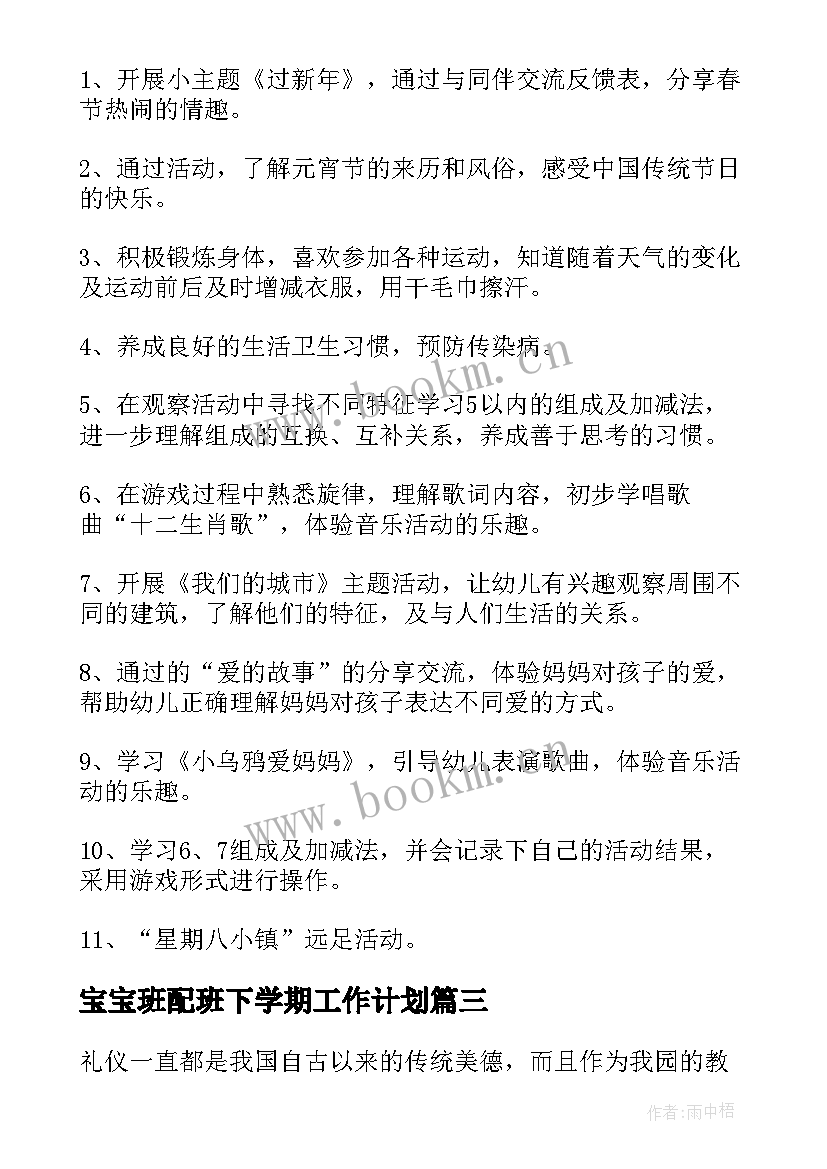 宝宝班配班下学期工作计划 大班配班下学期个人工作计划(优质5篇)