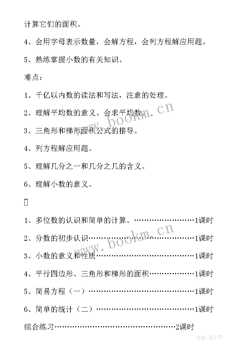 2023年四年级数学期试知识点总结 小学数学四年级期末复习计划(大全10篇)