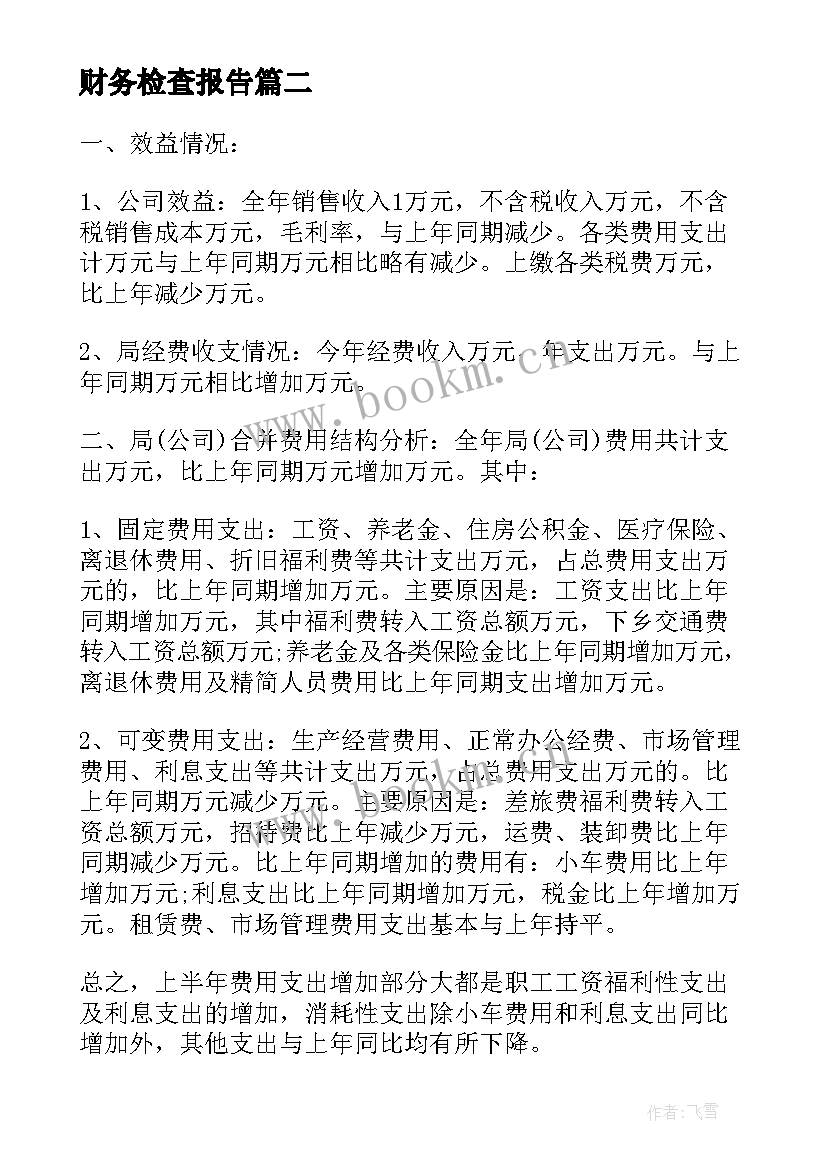 2023年财务检查报告 财务检查自查报告(精选6篇)