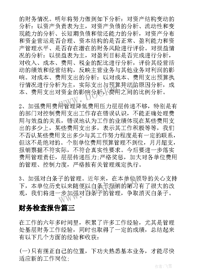 2023年财务检查报告 财务检查自查报告(精选6篇)