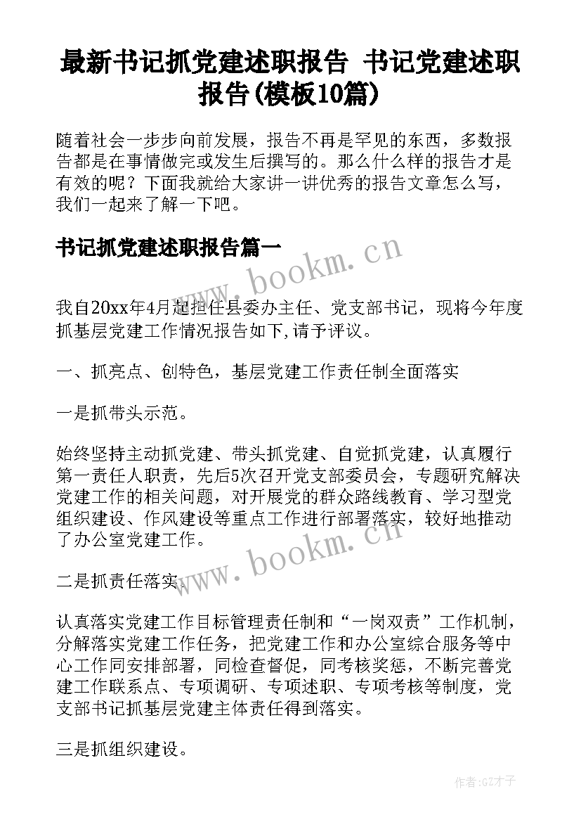 最新书记抓党建述职报告 书记党建述职报告(模板10篇)