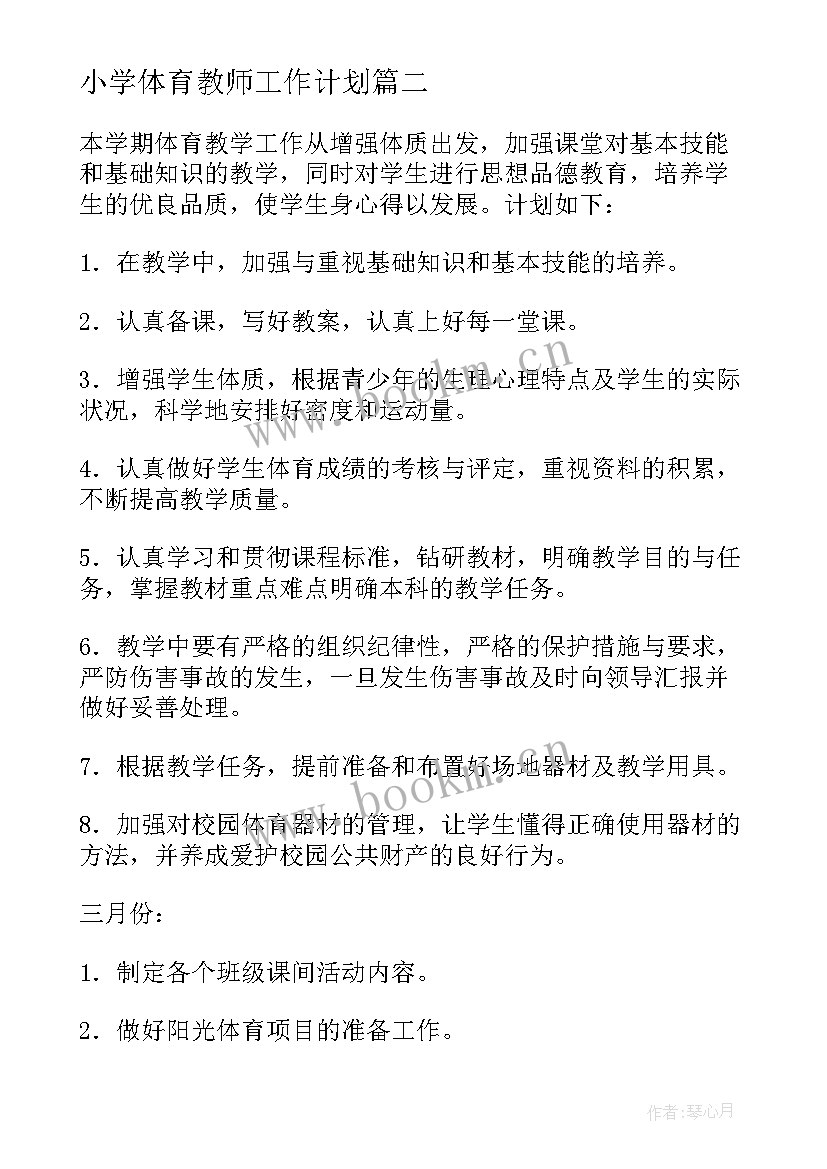 2023年小学体育教师工作计划(汇总10篇)