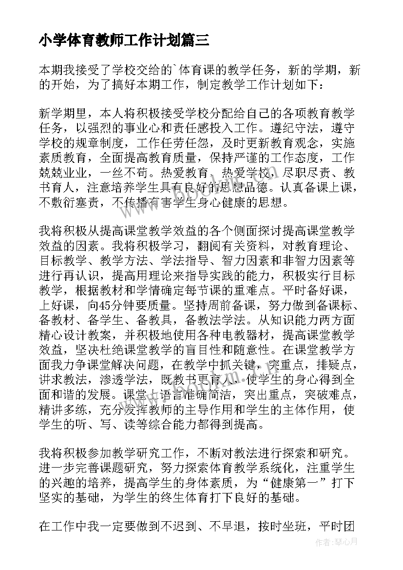 2023年小学体育教师工作计划(汇总10篇)