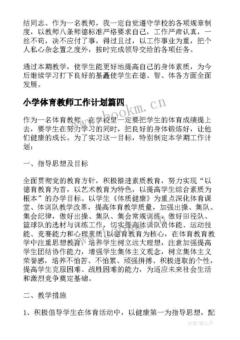 2023年小学体育教师工作计划(汇总10篇)