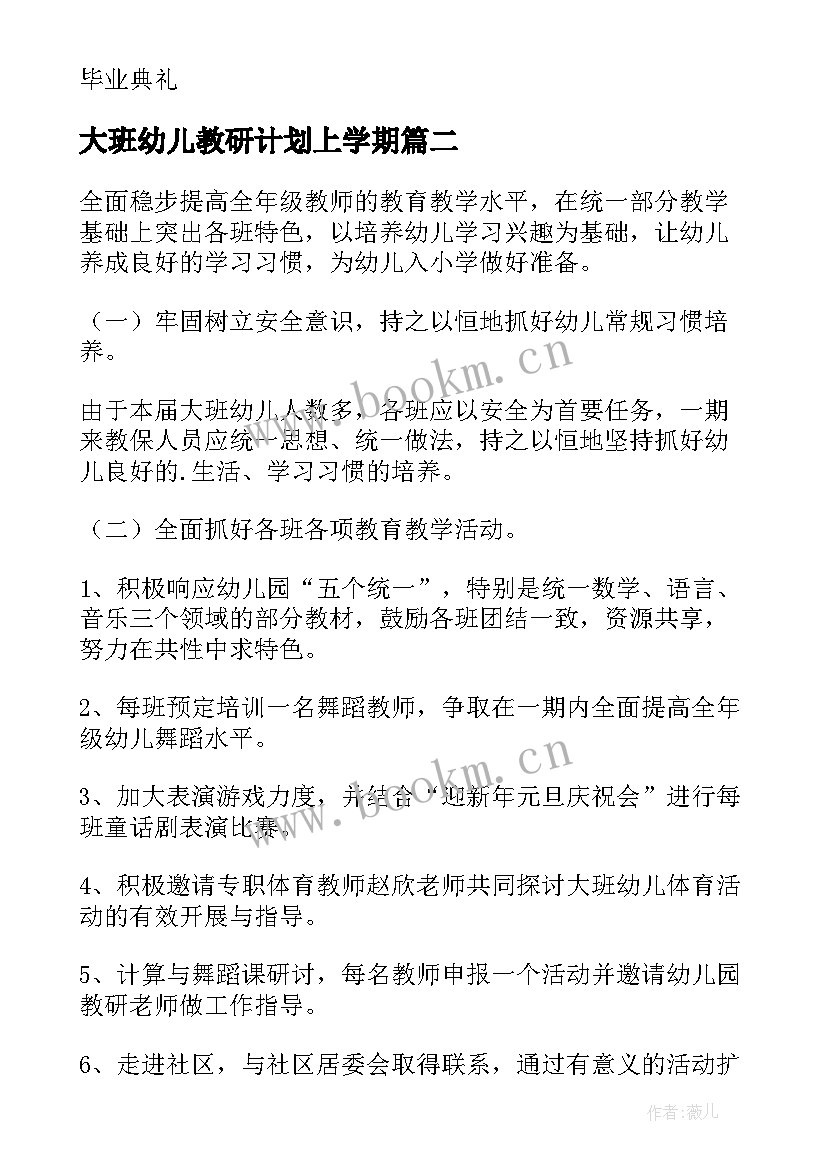 大班幼儿教研计划上学期 大班教研计划幼儿园教研计划(实用7篇)