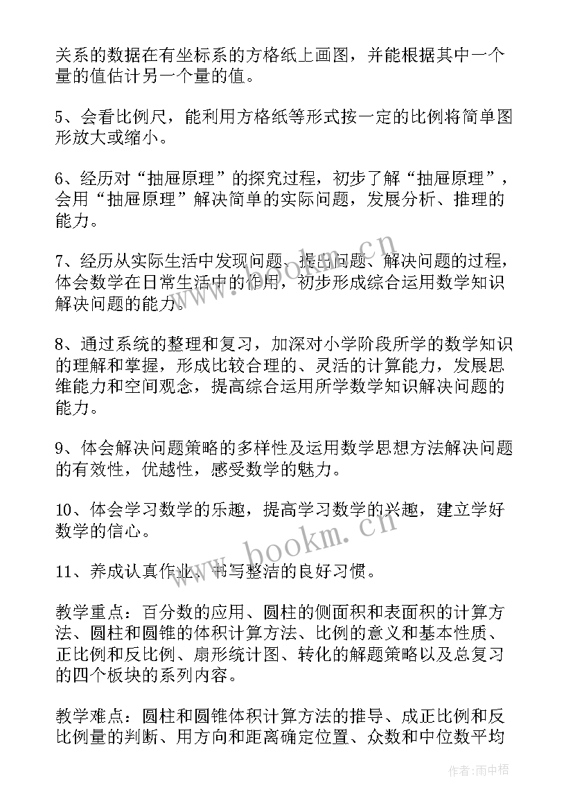 2023年人教版六年级数学教学工作计划及进度(实用9篇)