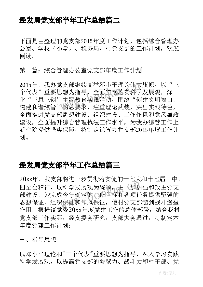 最新经发局党支部半年工作总结 党支部年度工作计划(优质7篇)