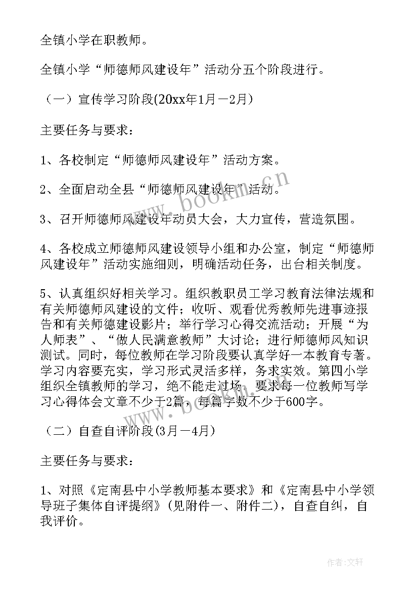 最新师德师风建设活动方案 小学师德师风建设年活动方案(大全7篇)