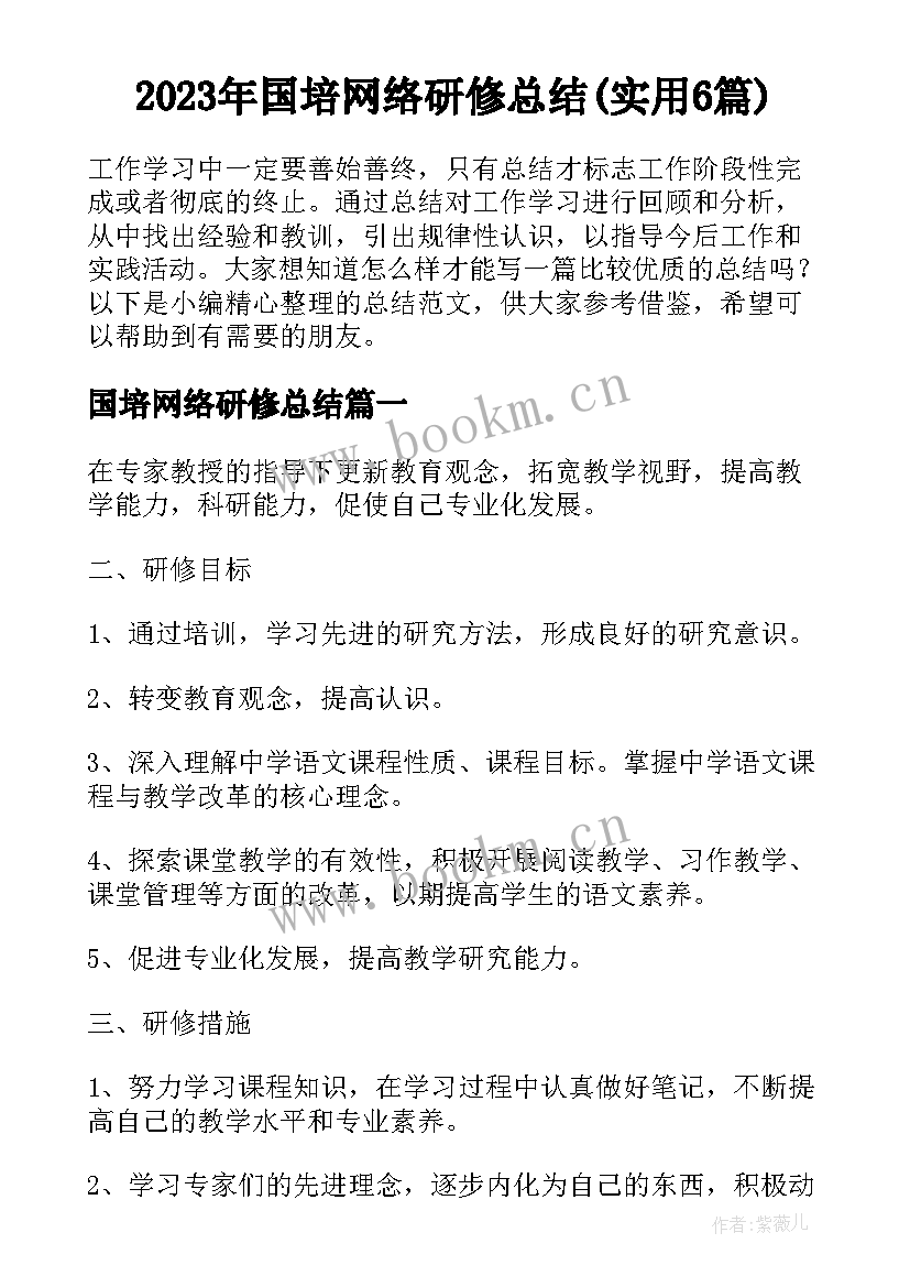 2023年国培网络研修总结(实用6篇)