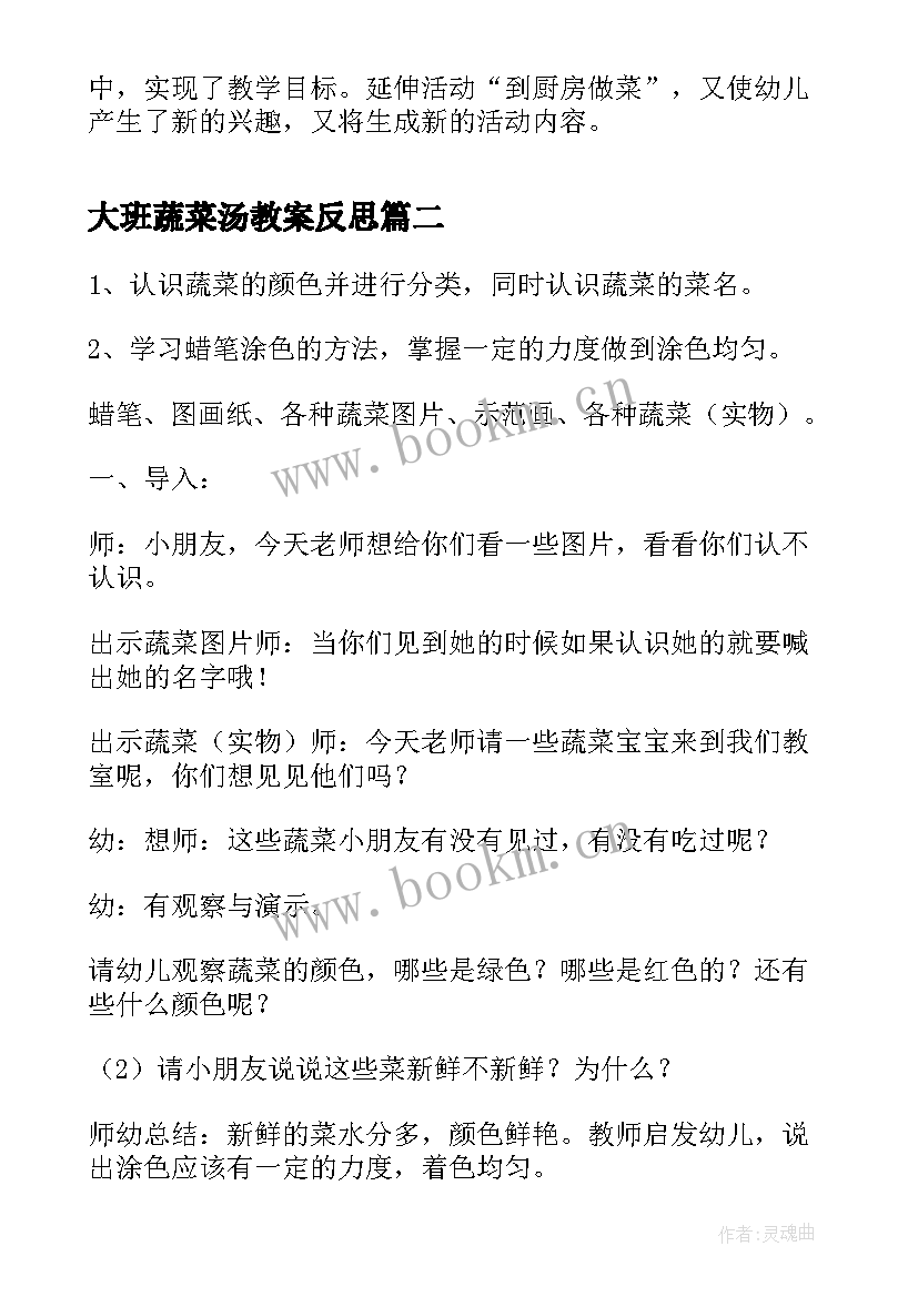 2023年大班蔬菜汤教案反思(模板5篇)