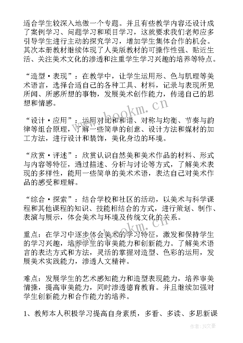 最新六下美术人教版教学计划(汇总6篇)