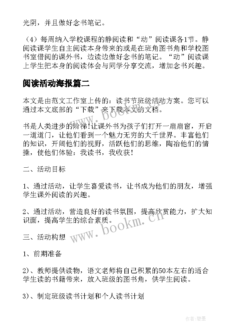 最新阅读活动海报 阅读活动总结(精选5篇)