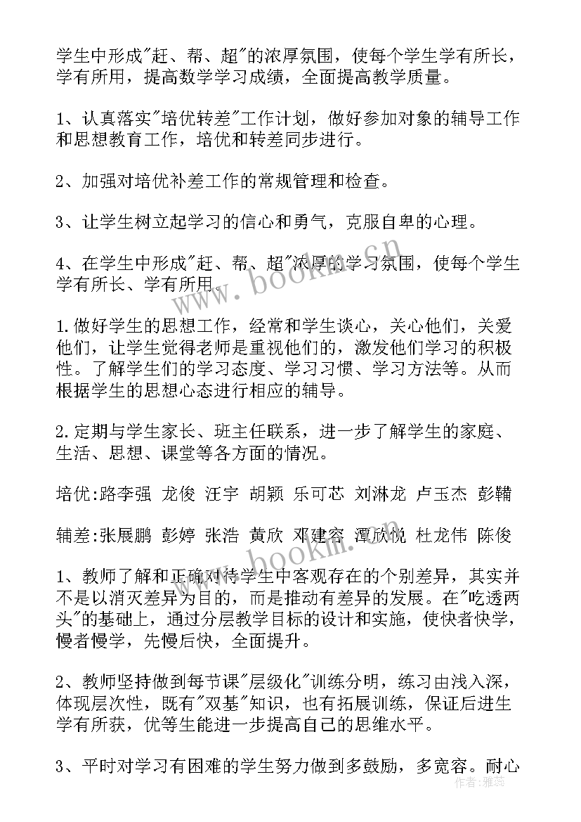 2023年小学音乐培优措施 小学培优补差工作计划(通用8篇)