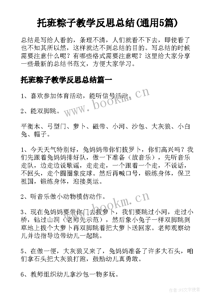 托班粽子教学反思总结(通用5篇)