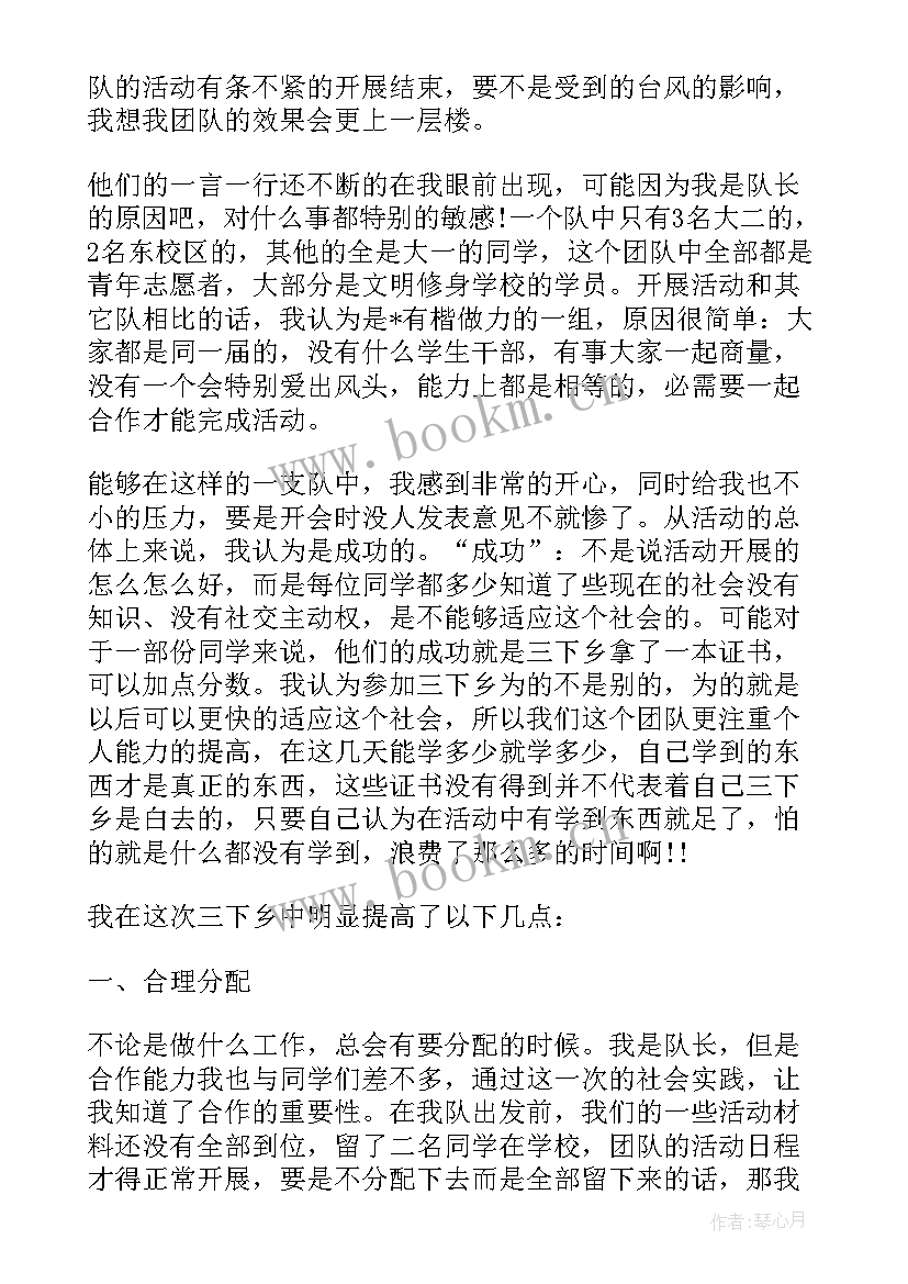 2023年大学生三下乡活动 大学生三下乡活动心得体会(精选6篇)