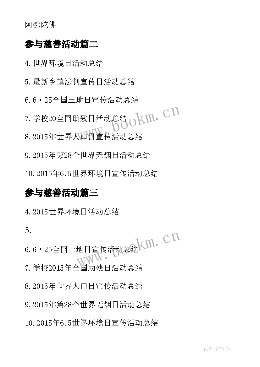 最新参与慈善活动 村慈善日活动方案(模板10篇)