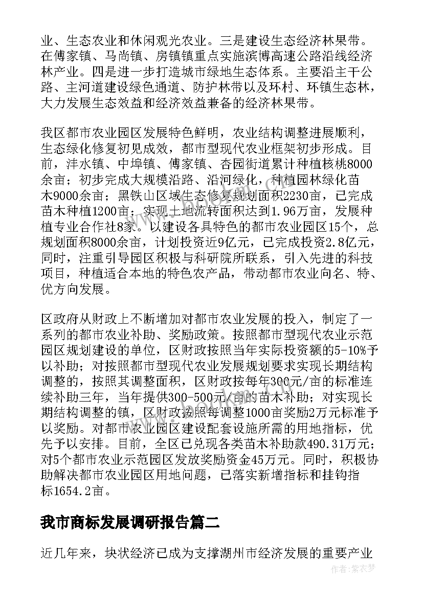 最新我市商标发展调研报告(优秀5篇)