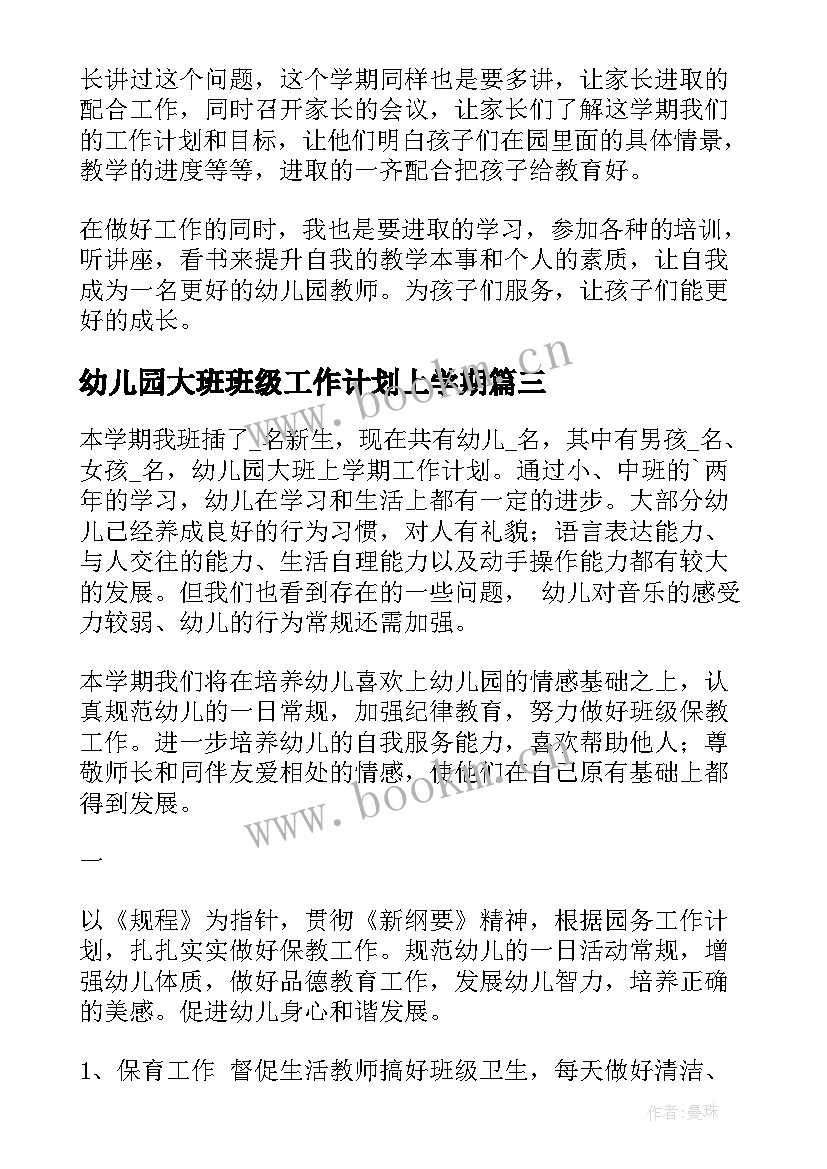 2023年幼儿园大班班级工作计划上学期(汇总5篇)