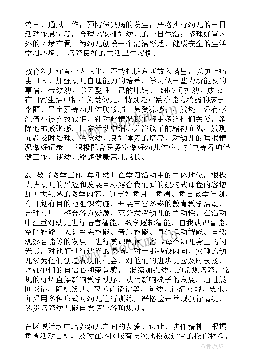 2023年幼儿园大班班级工作计划上学期(汇总5篇)