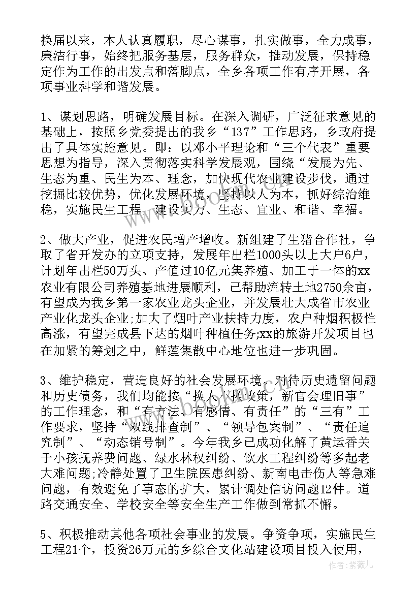 乡镇副乡长述职述廉报告(实用5篇)