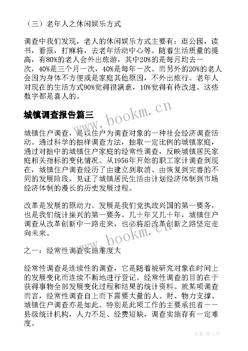 最新城镇调查报告(精选6篇)