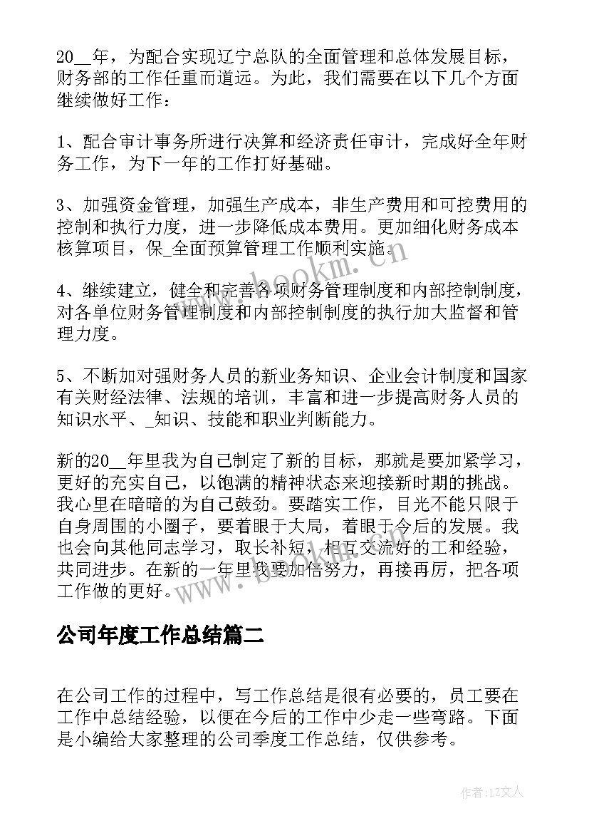 2023年公司年度工作总结 财务公司工作总结(优质5篇)