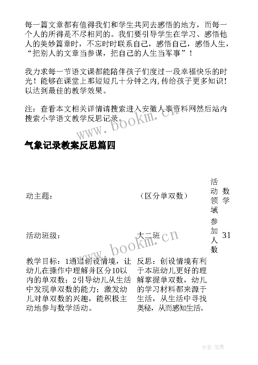 最新气象记录教案反思 教育教学反思记录(实用5篇)