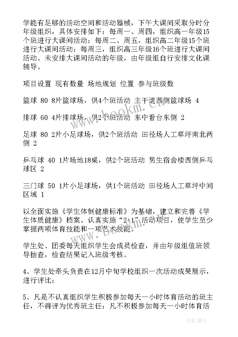 中小学阳光体育活动实施方案 阳光体育活动实施方案(优质5篇)