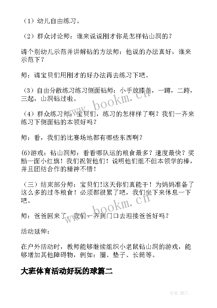 最新大班体育活动好玩的球 户外活动教案大班(优质8篇)