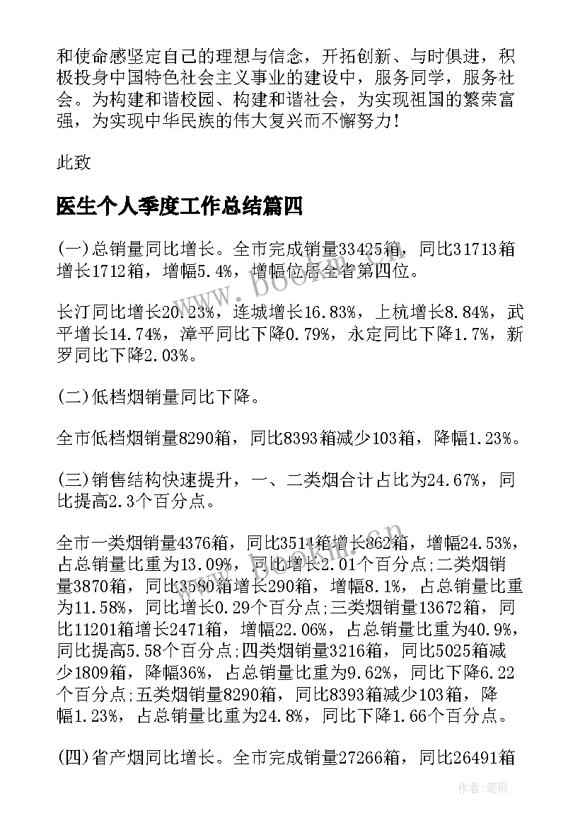 2023年医生个人季度工作总结(精选10篇)