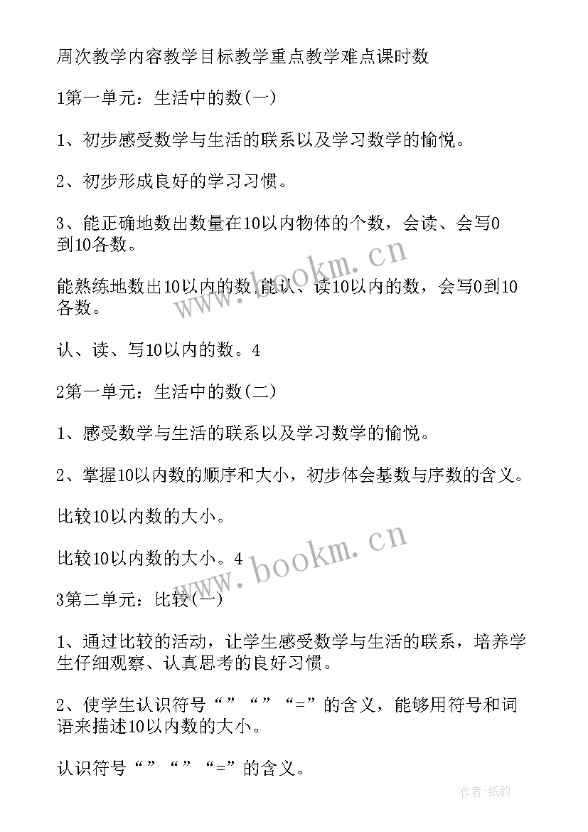 2023年一年级数学教学计划苏教 一年级上学期数学教学计划(实用7篇)