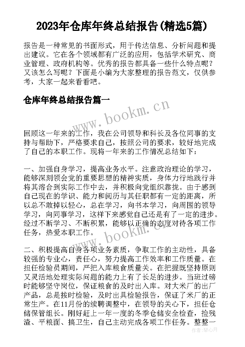 2023年仓库年终总结报告(精选5篇)