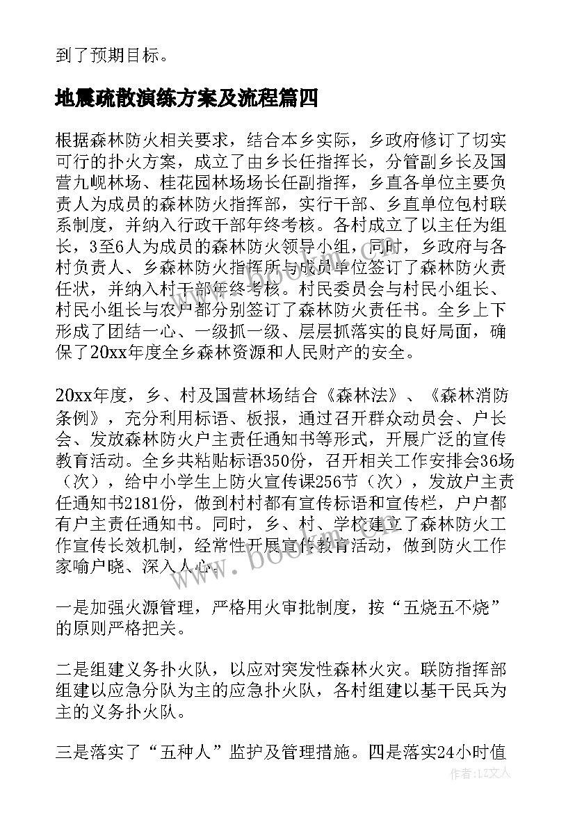 2023年地震疏散演练方案及流程 森林防火疏散演练总结(优秀8篇)