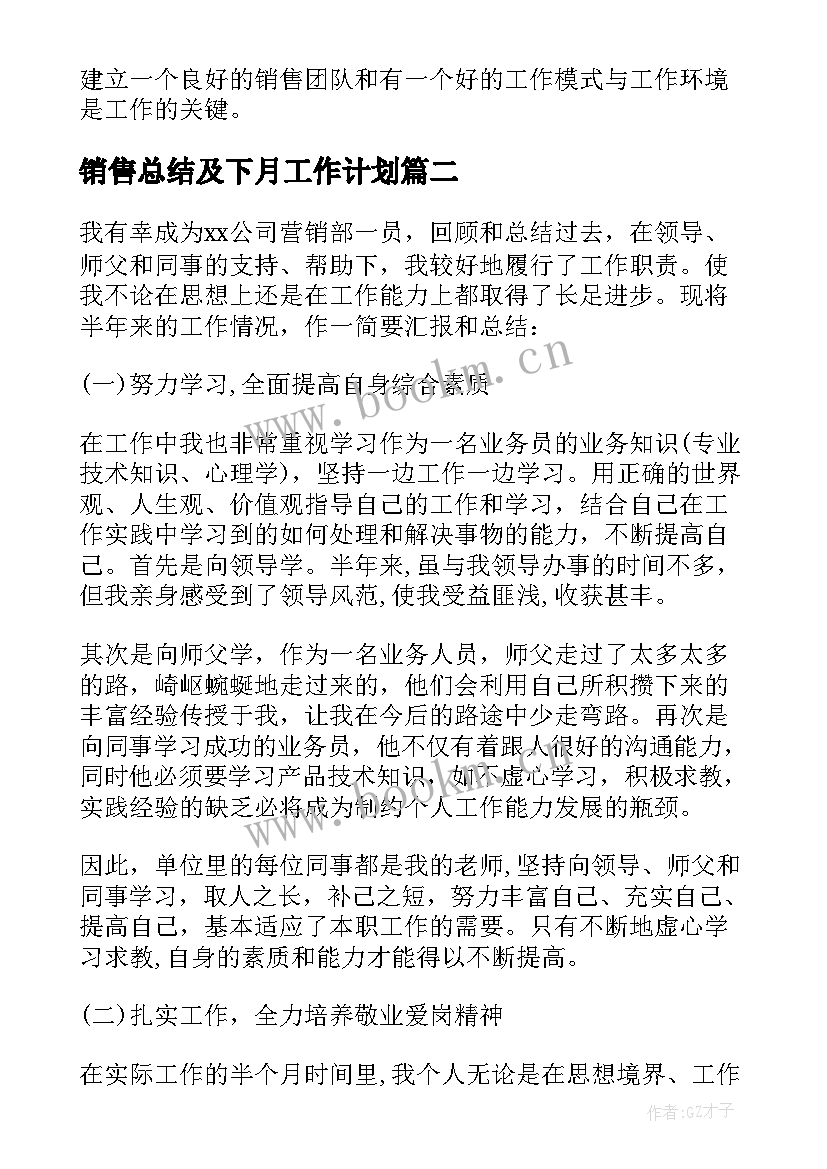 2023年销售总结及下月工作计划(实用5篇)