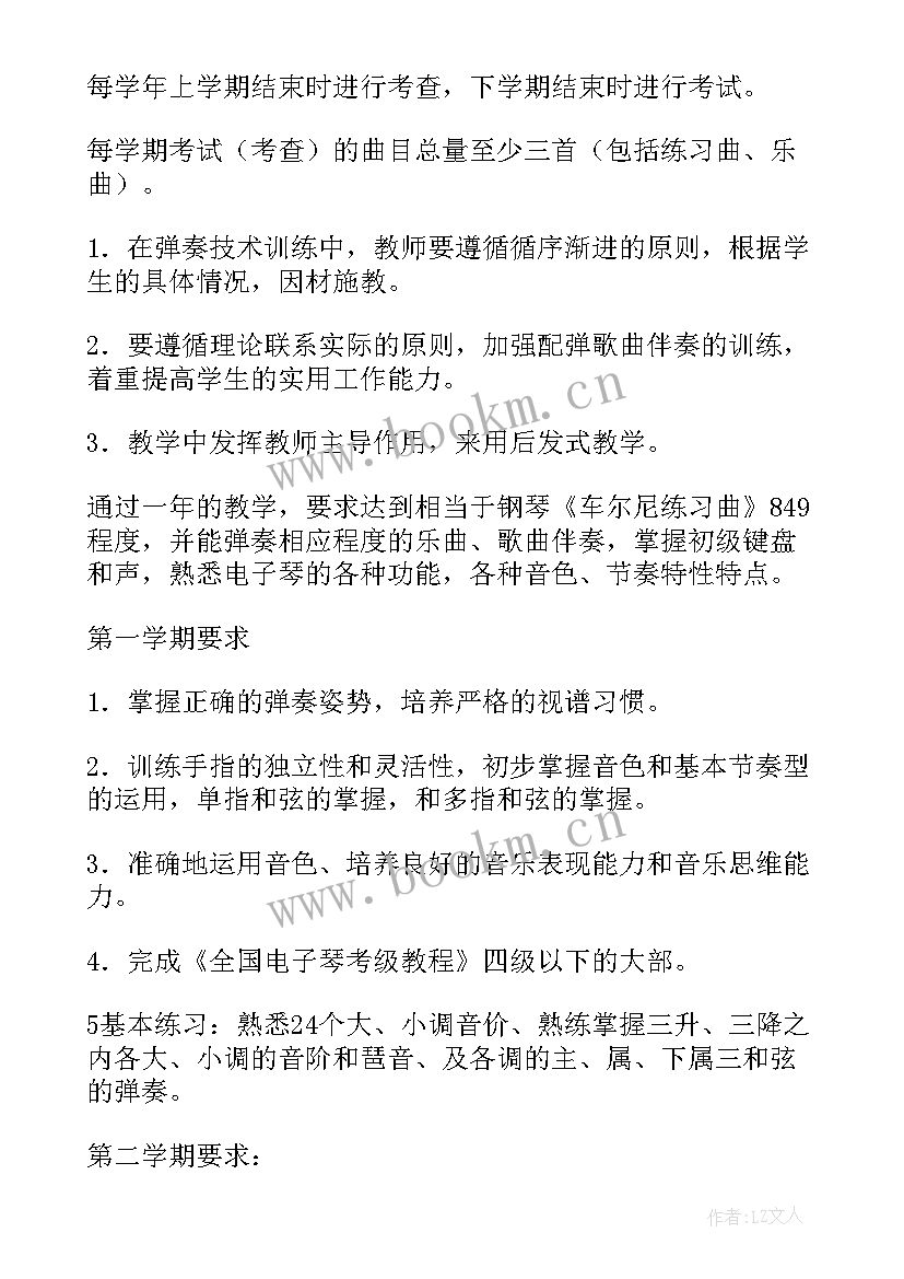 2023年电子音教学计划 电子琴教学计划(大全6篇)