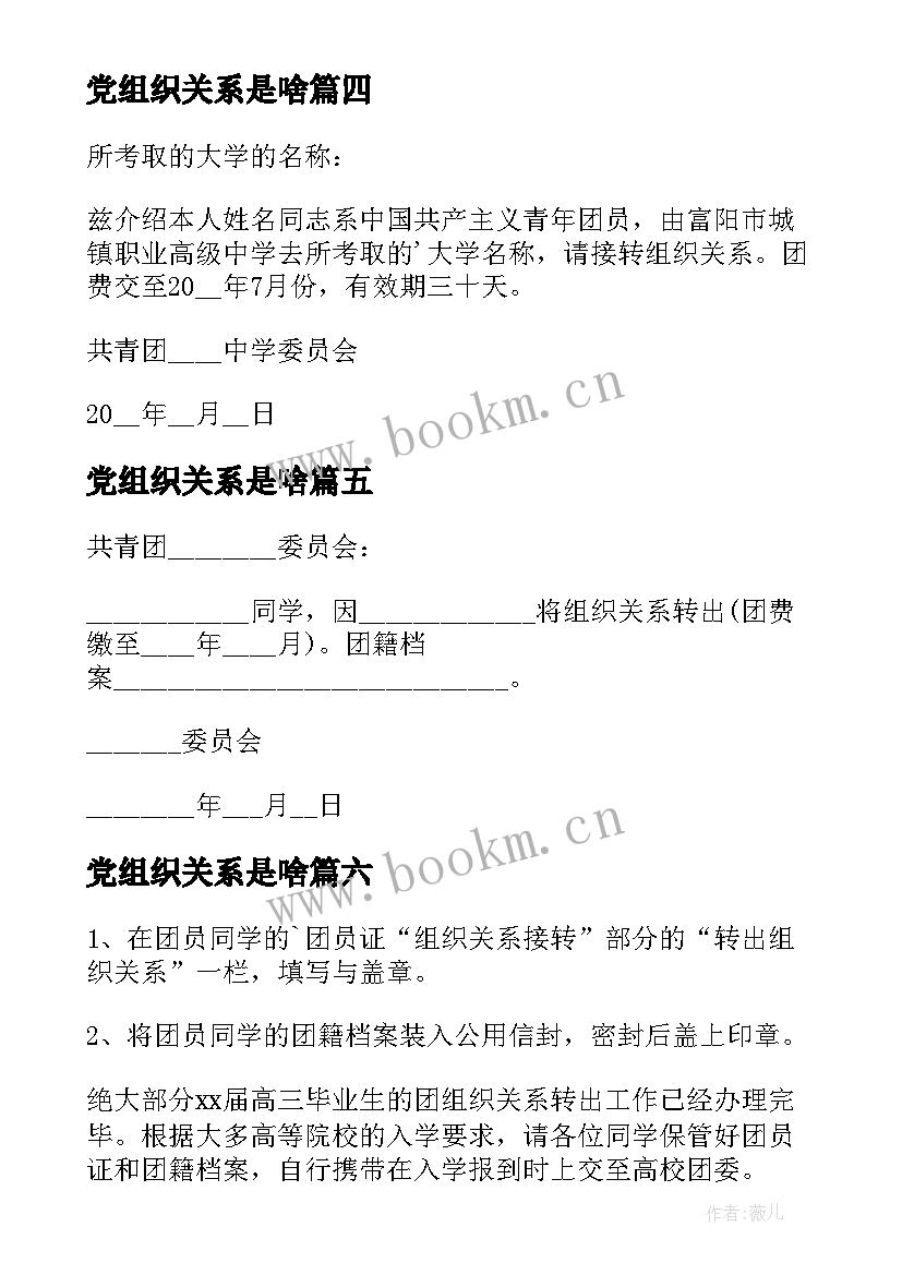 最新党组织关系是啥 团组织关系介绍信(模板7篇)