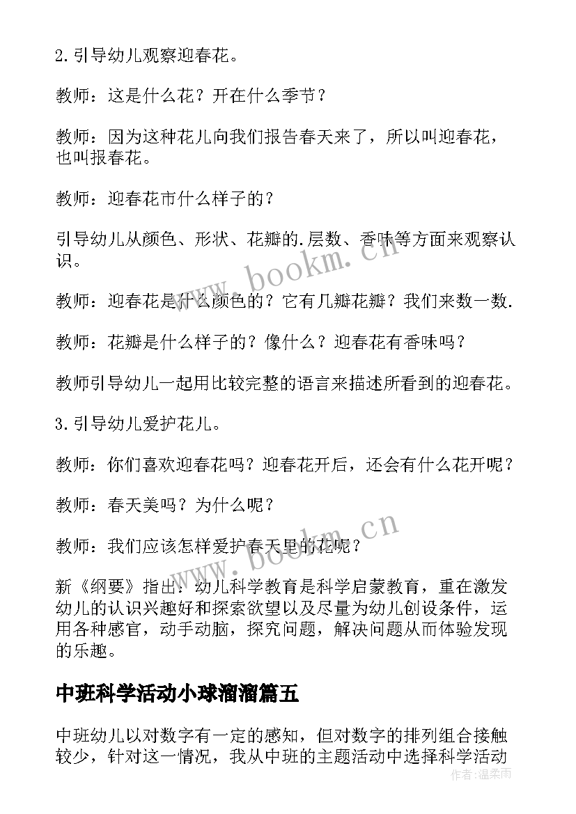 中班科学活动小球溜溜 中班科学活动教案(实用9篇)