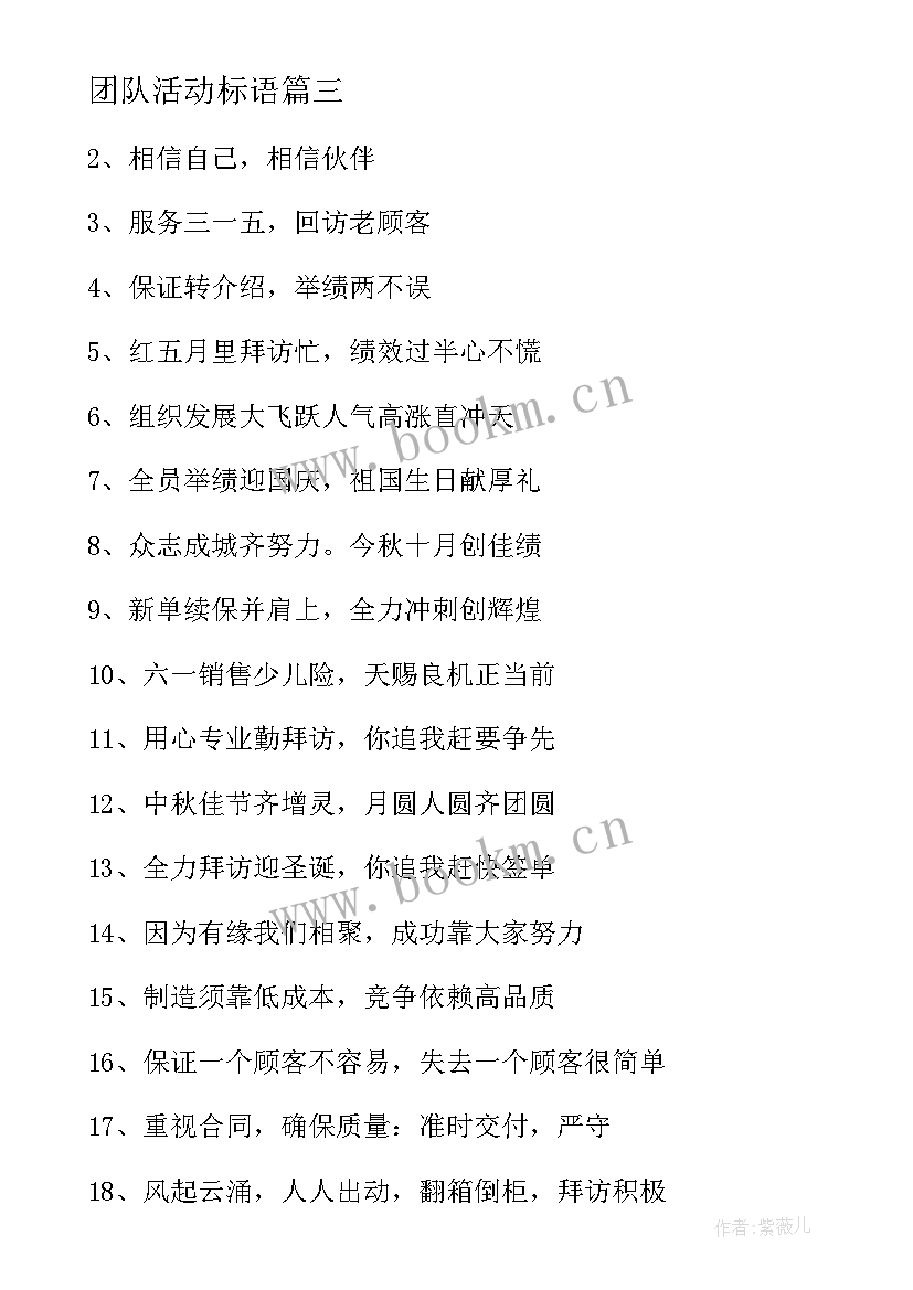 2023年团队活动标语(实用5篇)