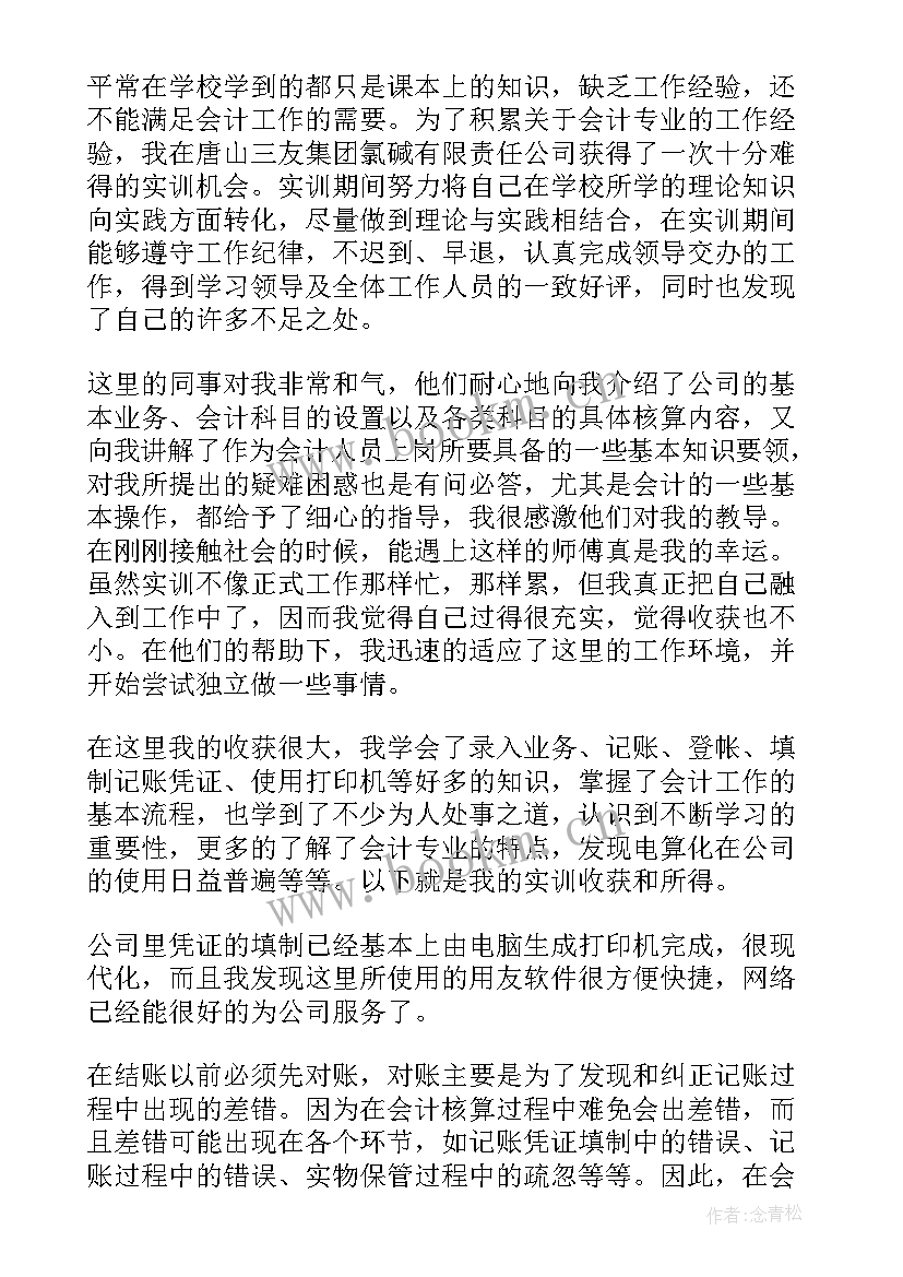 大二会计实训报告心得体会 会计实训心得报告(模板7篇)