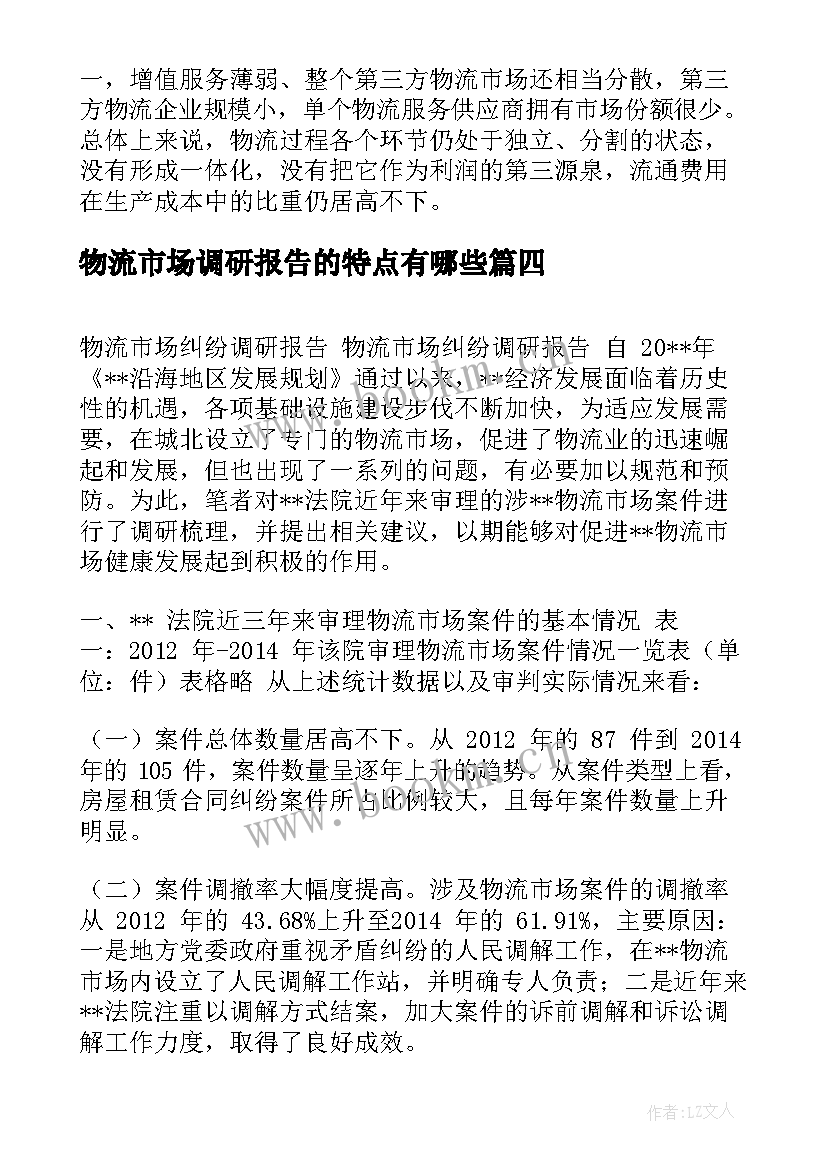 最新物流市场调研报告的特点有哪些 物流市场调研报告(优秀5篇)