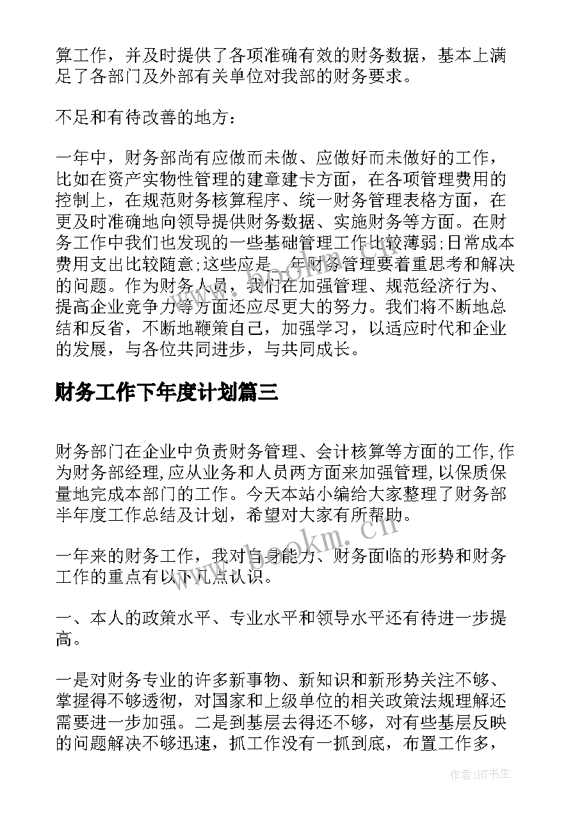 最新财务工作下年度计划(优秀5篇)