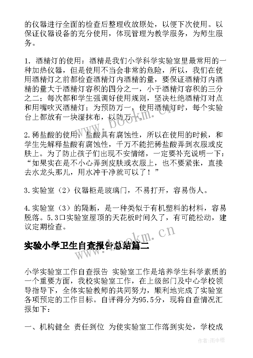 2023年实验小学卫生自查报告总结(精选7篇)