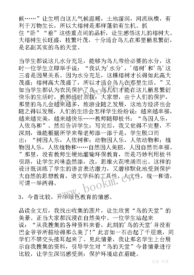 鸟的天堂教学设计及反思 鸟的天堂教学反思(实用8篇)