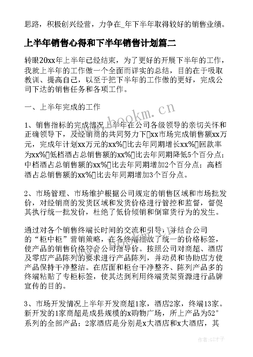 上半年销售心得和下半年销售计划 销售上半年工作总结及下半年工作计划(优秀5篇)